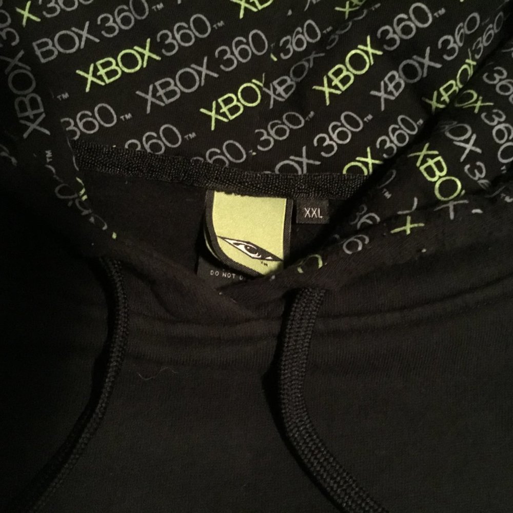 VTG Mountain Dew + XBOX 360 Black Green Embroidered Sweatshirt Hoodie Size XXL - Picture 6 of 8